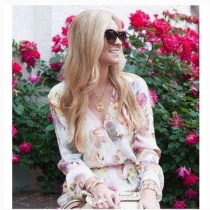 Willow & Clay Watercolor Long sleeve Foral romper, Size XS